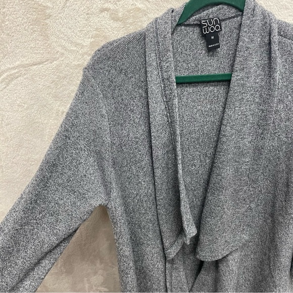 Clara sun woo waterfall draped cardigan gray women’s medium casual - Picture 3 of 7